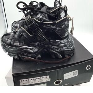 ANTHONY WANG, Watermelon, Black Platform Sneakers, Size 6.5